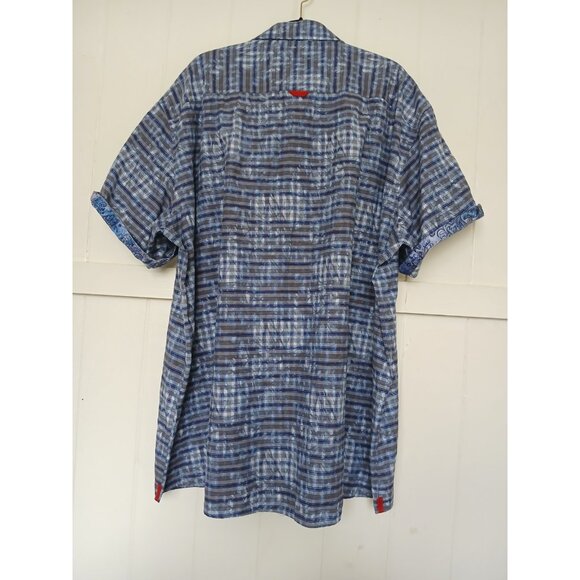 Sloane 044 Reeves Button Up Shirt Mens 5X Blue Cotton Convertible Short Sleeve - Picture 10 of 16
